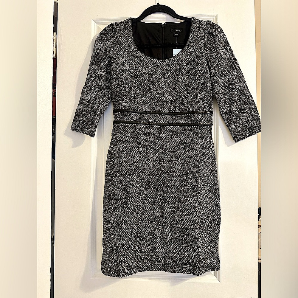 NEW w/TAGS! Ann Taylor SZ 2P Vegan Leather Trim Sheath Dress